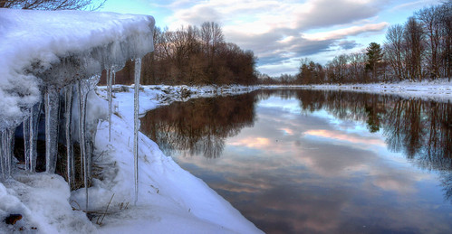 winter sunset reflection raw hdr waterway tonemapped