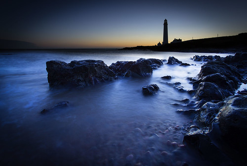 longexposure blue sea lighthouse sunrise coast scotland seaside rocks wave east montrose ness scurdie