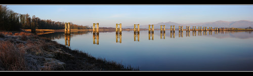 bridge panorama abandoned reflections estuary pillars wallacemonument riverforth dismantledrailway alloa stirlingdistrict thorsk alloarailway alloaswingbridge