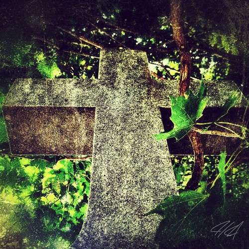 cross #stone #stonecross #graveyard #tree #headstone... | by Luckythir13en