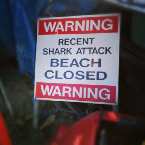 #warning #sharkattack #beachclosed #random #sign #lol #cool | by Valeriemarie27