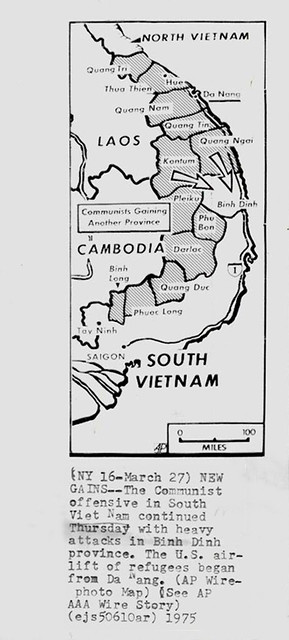 27 March 1975 - NEW GAINS - VIETNAM MAP - PRESS PHOTO