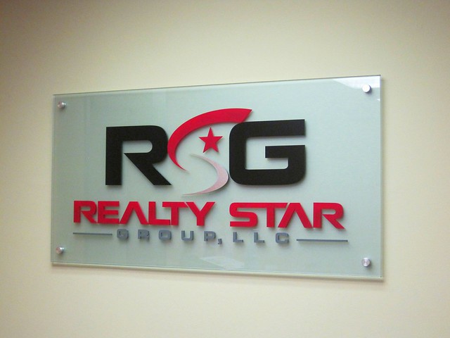 Etched Glass Sign with Acrylic Accents, RSG Realty Star Group LLC