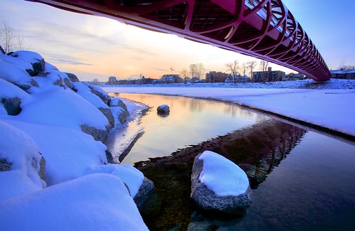 sunset snow calgary ice canon reflections calatrava bowriver yyc jpandersenimages