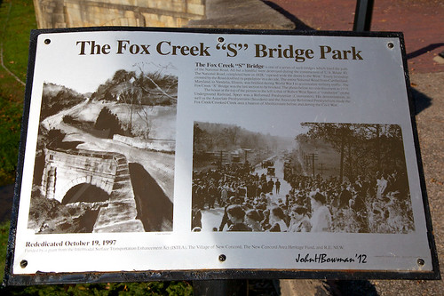 ohio signs october parks bridges 2012 historicalmarkers newconcord canon24105l muskingumcounty localparks foxcreeksbridge october2012
