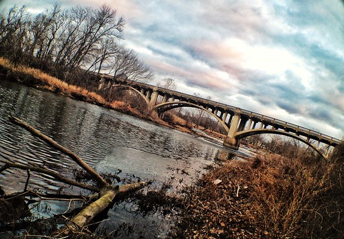bridge sunset color texture nature water clouds creek river midwest stream dusk missouri grainy joplin redingsmillbridge