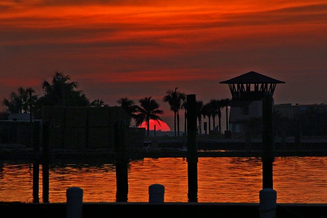 Sunset over the Florida Keys, Marathon Key Harbor, Florida