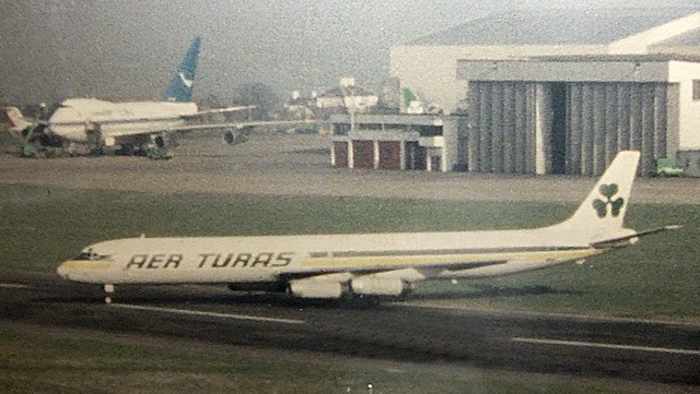 Aer Turas DC 8 & Boeing 747 Jumbo Jet in background Dublin Airport