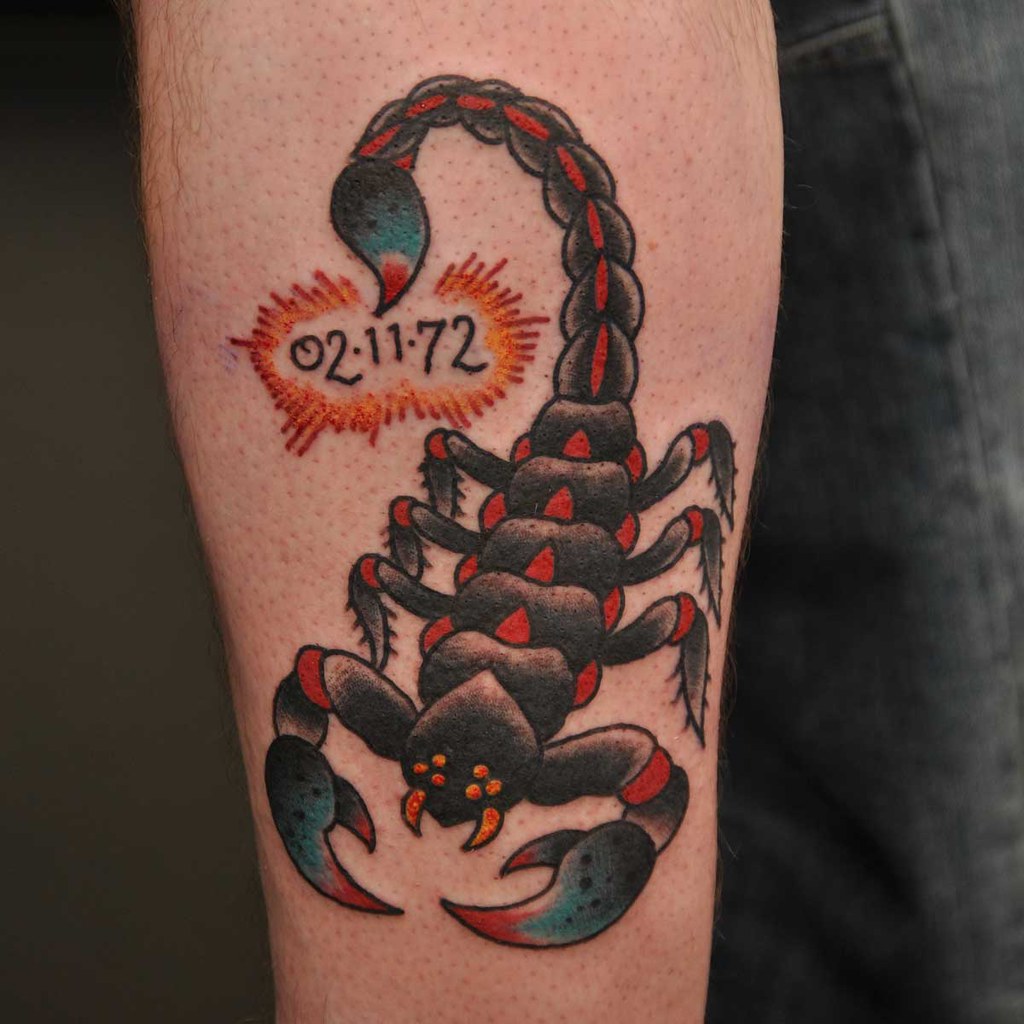 American Traditional scorpion tattoo by Frank and Victory Tattoo San  Angelo TX  rtattoos