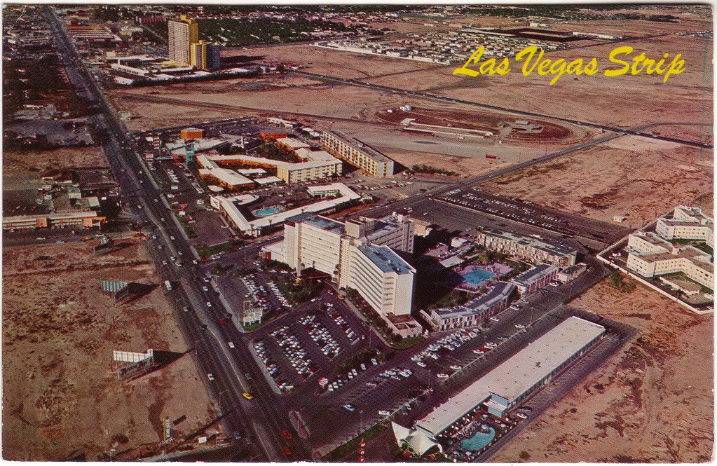 Riviera Hotel Casino Las Vegas aerial Old POOL VIEW Vintage postcard old NOS r 