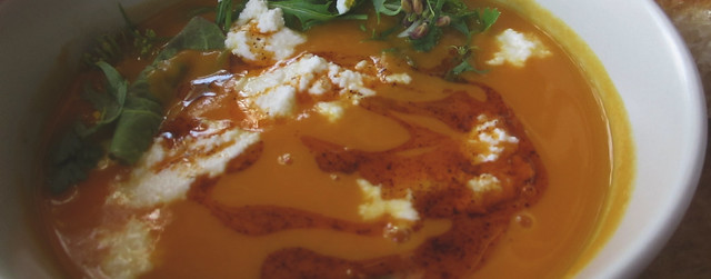 Carrot ginger soup with goat cheese (2013)