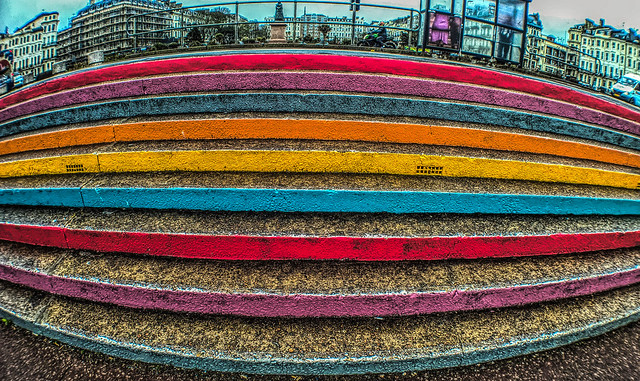 Multi coloured steps
