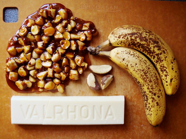 Ingredients for Banana White Chocolate Blondies with Brazil Nut Toffee
