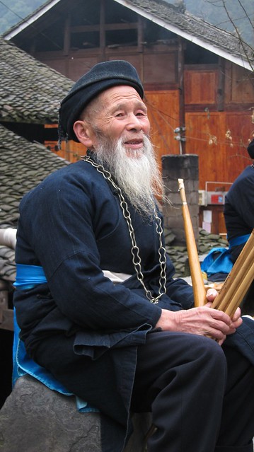 Elderly man with lusheng