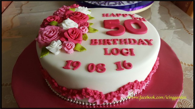 Fondant cake / Birthday cake / 50 th birthday cake / Shobana's kitchen....😀