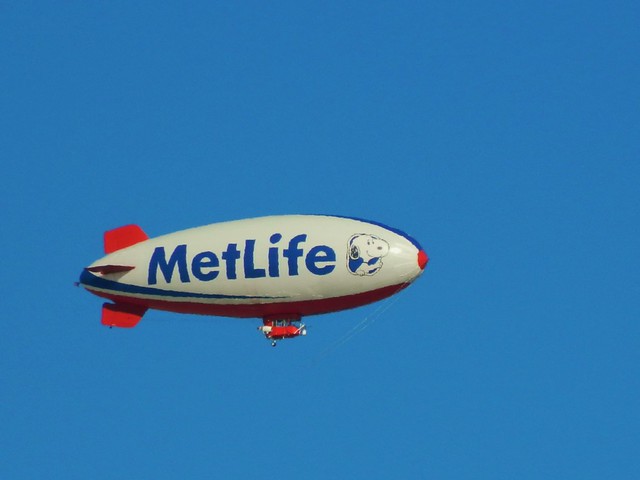 “Snoopy Two”  MetLife Blimp flying in the skies over LAX.