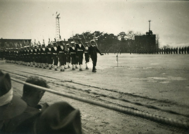 Possibly an Australian Ships Company Marching in Kure, Japan, April 1946