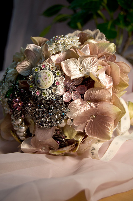 Bridal Bouquet on White Material