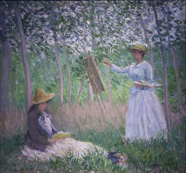 In the Woods at Giverny: Blanche Hoschedé at Her Easel with Suzanne Hoschedé Reading