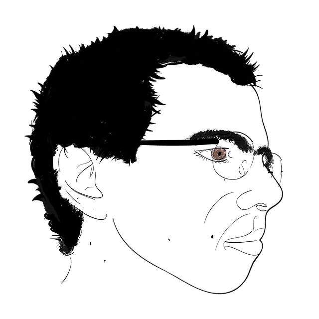 Side self-portrait with various virtual brushes