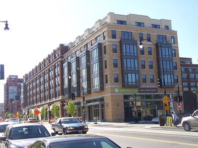 New 360 Apartment building with Giant Supermarket on the ground floor, looking east from H Street NE