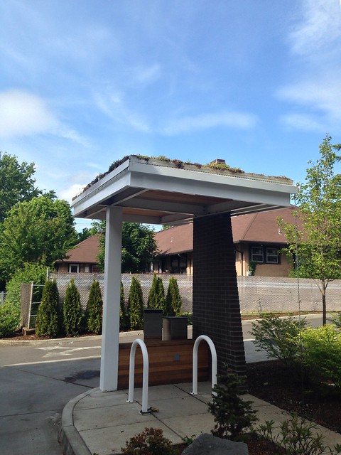 Rooftop garden on top of a drive-through ATM