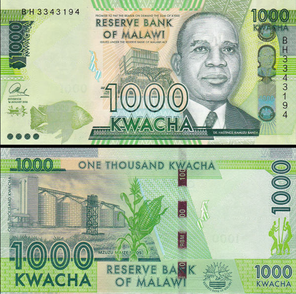 1000 Kwacha Malawi 2016, P62d
