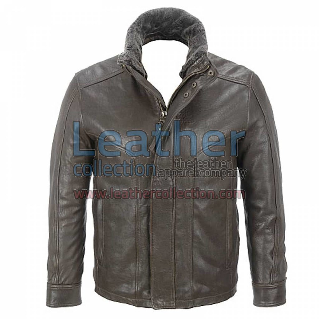 Rugged Leather Jacket with Removable Shearling Collar for … | Flickr