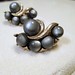 vintage clip earrings,grey and gold balls,vintage jewelry moonglow