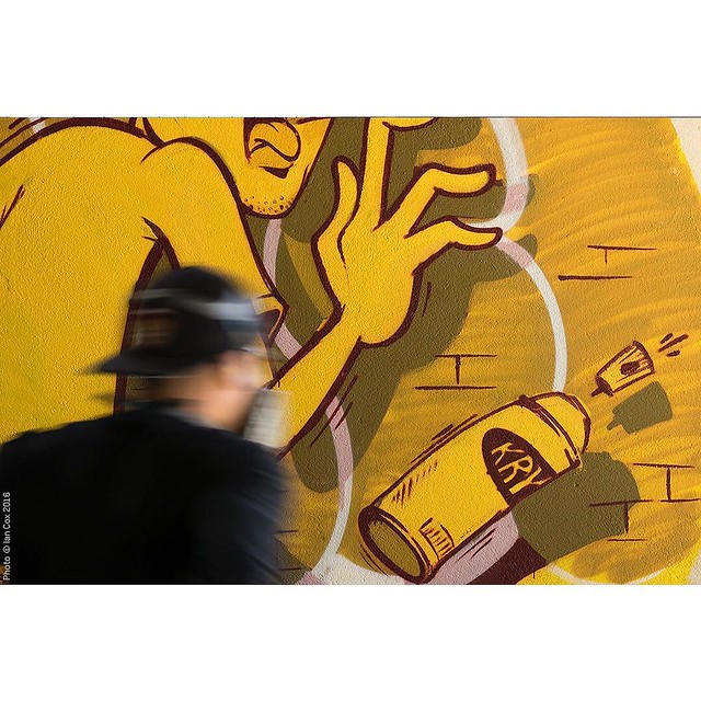 @tonesrock at work painting and dodging cable cars in #cransmontana #switzerland for #Visionartfestival. #wallkandy #art #painting #tonesone #streetart #graffiti #mural #fb #f #t #p