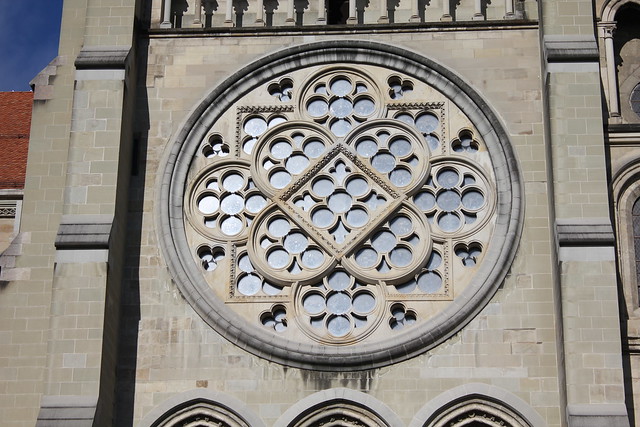Lausanne cathedral - South rose window outside