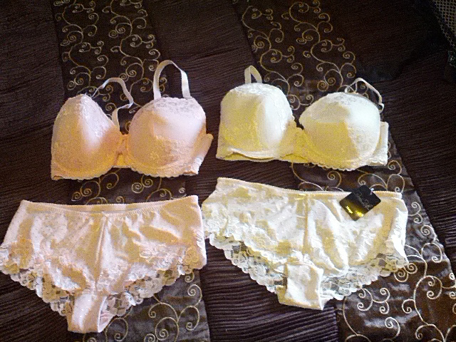 SOLD, SOLD Size 38 D Bras in ivory and blush. Run SMALL aro…