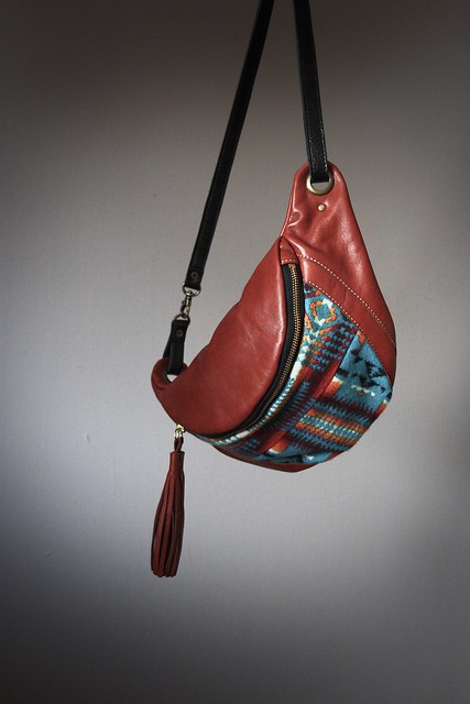 Leather zipper pouch Tribal Boho style belt bag leather fanny pack Shoulder bag Crossbody bag Convertible utility bag women bag waist bag