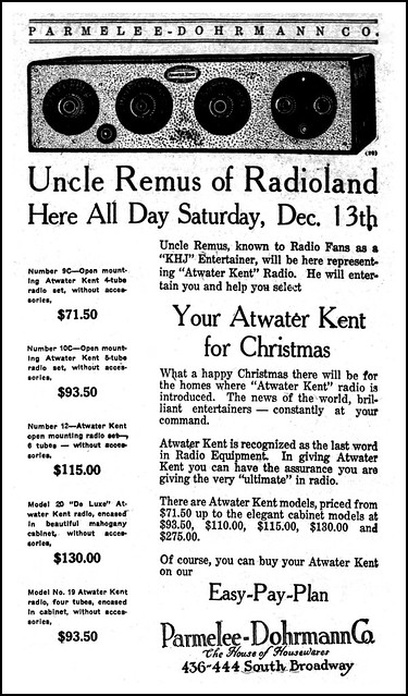 Vintage Advertising For The 1924 Atwater Kent Radios In The Los Angeles Times Newspaper, December 12, 1924