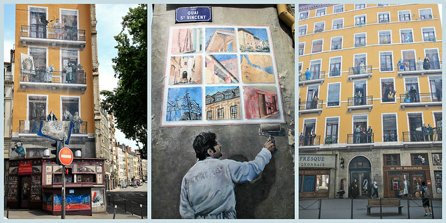 Fresque des Lyonnais, angle du 49 quai Saint-Vincent et du 2 rue de la Martinière, Lyon, Auvergne-Rhône-Alpes, France