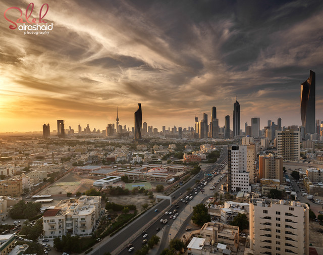 Kuwait City Skyline During Sunset