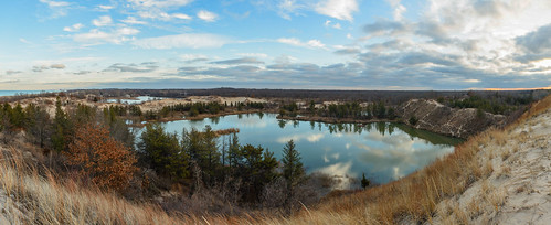 blue panorama lake reflection landscape evening dunes lakemichigan