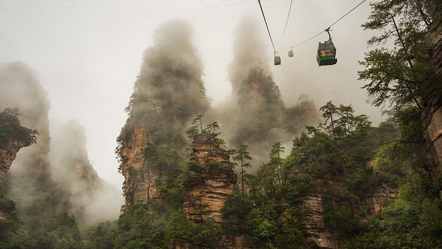 Cable Car Climbing up Zhiangjiajie - Hunan - China