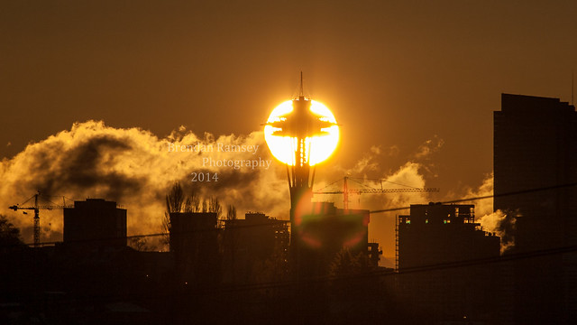 Sunrise with the Space Needle.