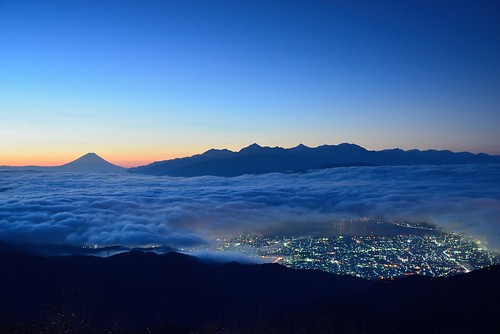 fujisan 富士山 雲海 諏訪湖 高ボッチ