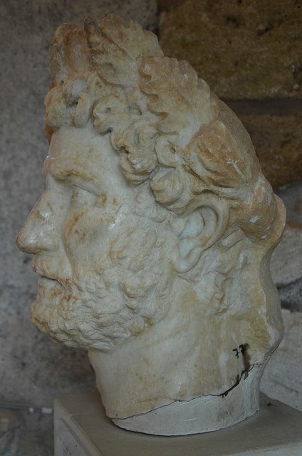 Head of a cuirassed statue of Hadrian, found at the Sancturary of Diktynna (Diktynnaion) in 1913, Chania Archaeological Museum, Crete