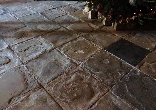 Flagstones in the sixteenth century gate tower - Coughton Court