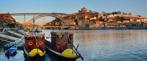 bridge sunset panorama portugal río river puente atardecer boat barco porto luis oporto duero