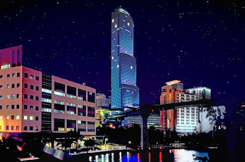 county city blue red urban building tower sunshine wall night america skyscraper real concrete office downtown estate place shot state image florida miami curtain modernism property bank foundation mat international commercial hour cobb bluehour financial pei partners density miamidade freed nationsbank sunshinestate centrust peicobbfreedpartners citycityscape