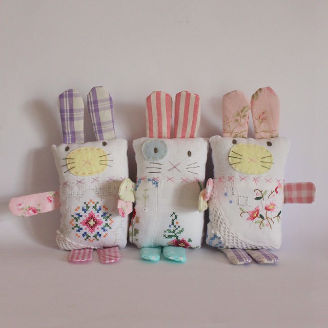 Bunny softies vintage embroideries