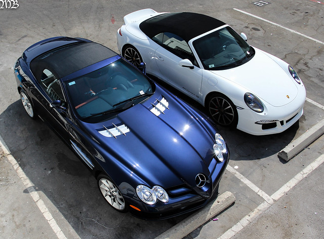 Mercedes SLR Roadster and a 911 4S