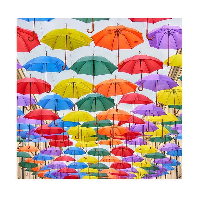 hanging umbrellas at Southgate Bath