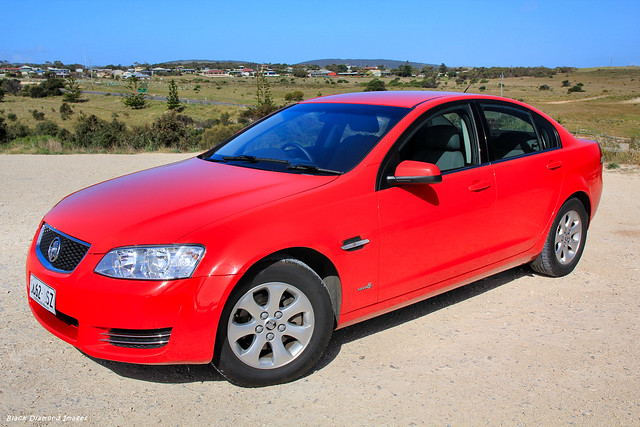 Red Holden Commodore Hire Car at Cape Jervis on the Southern End of the Fleurieu Peninsula, South Australia