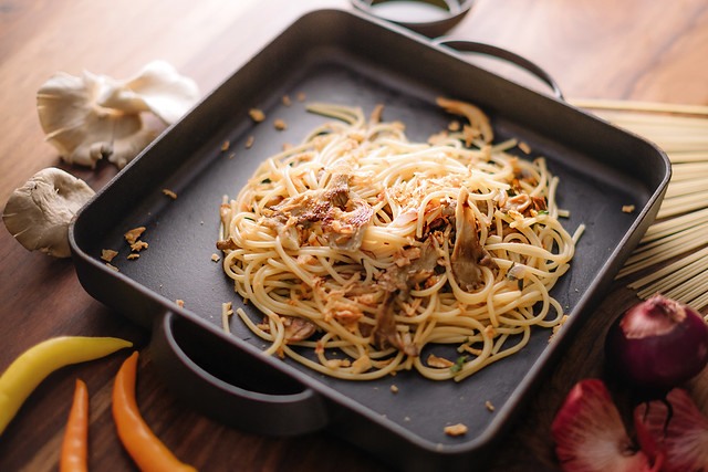 Spaghetti mit Austernpilzen (vegan yumyum :-)