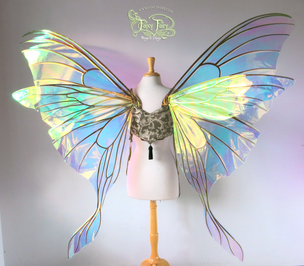 Luna Moth Giant Triple Panel Fairy Wings Back.